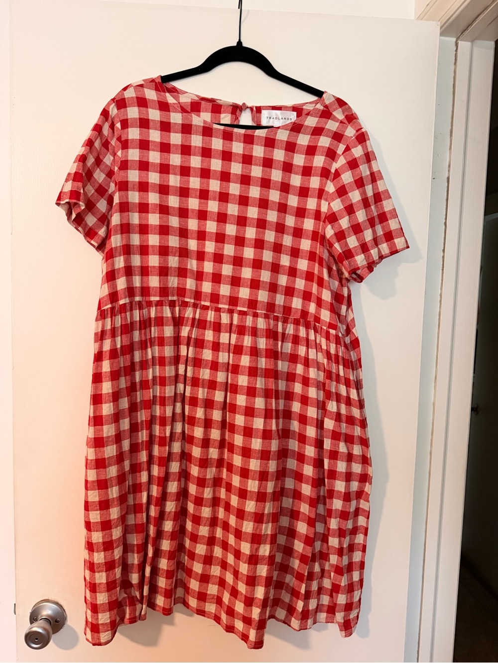Tradlands Red and Cream Gingham Dress